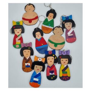 Porte-Clés en Cuir Inspirés des Kokeshi Boutique